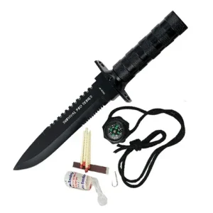 14" Stainless Steel Heavy Duty Survival Knife w/ Black Handle