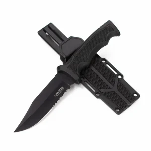 ALPHASTEEL - 9" Fixed Blade Serrated Knife w/ ABS Sheath