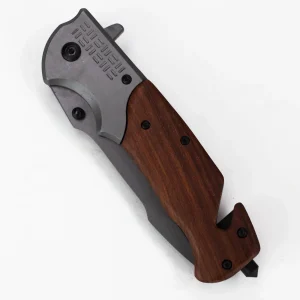 ALPHASTEEL - 9" Folding Pocket Knife - Redwood