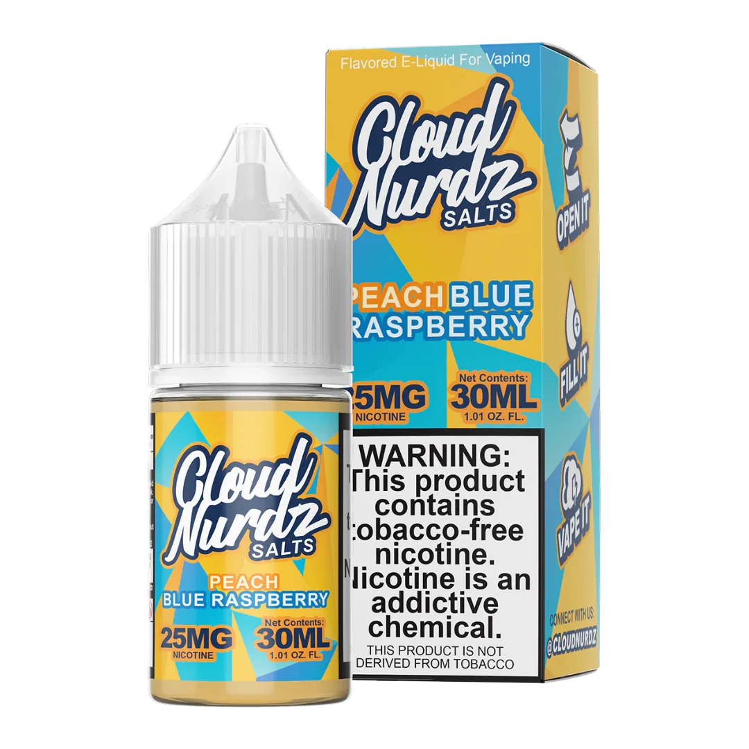 Cloud Nurdz TFN Salt Eliquid 30mL – Peach Blue Raspberry –