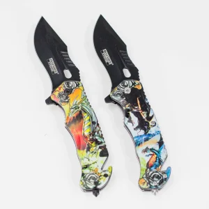 Defender-Xtreme - 8" Glass Breaker Folding Knife - Magic Dragon