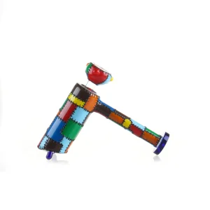 Patched Quilt Layback Bubbler - 8in