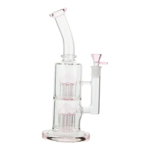 Pink Colored Double Barrel Bong - 12in
