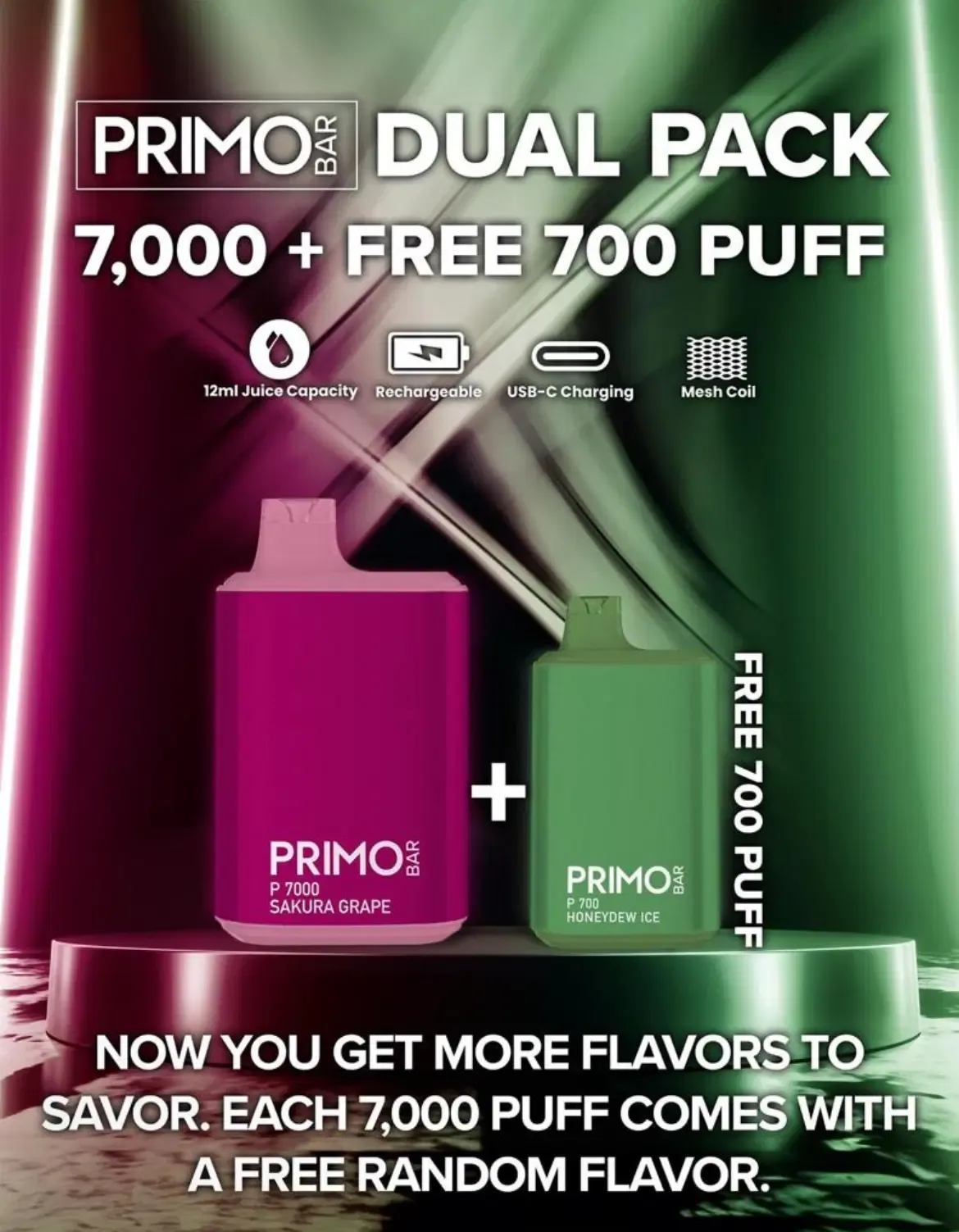 Primo Bar 7000 Puff Disposable Vape 14mL 5.0% - Image 2