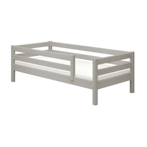 Single Bed with Safety Rail, 90x200 cm, Grey