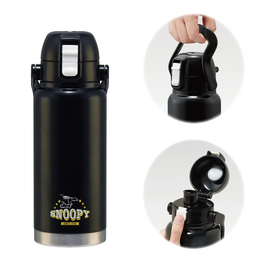 Skater 800ml Stainless Steel Water Bottle Mug with Handle Snoopy Design