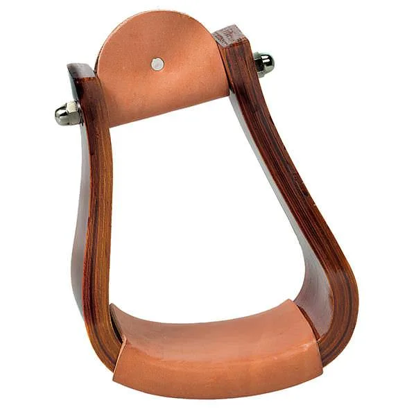 Sloped Wooden Roper Stirrup with Leather - Image 2