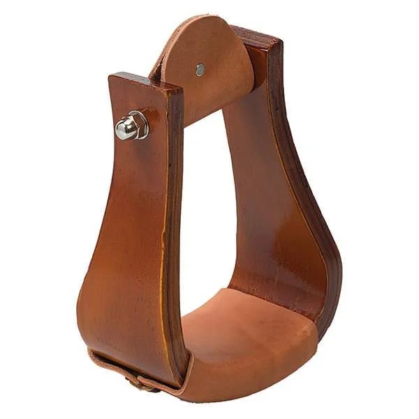 Sloped Wooden Roper Stirrup with Leather